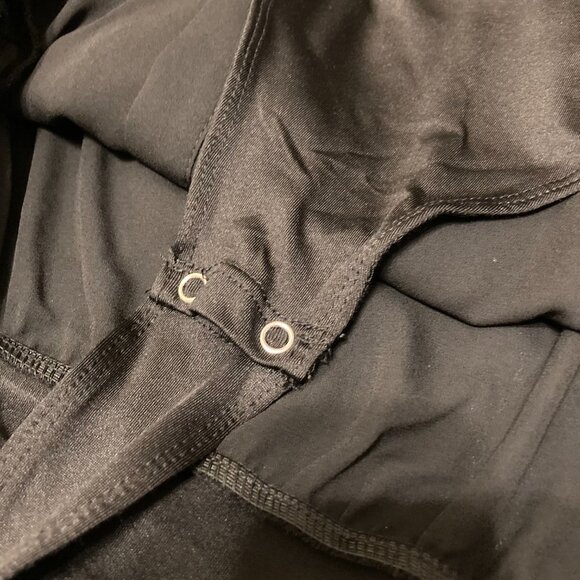 NWT, SZ L, Chiffon w/ Eyelash Lace Trim Bodysuit, Black - Picture 5 of 5